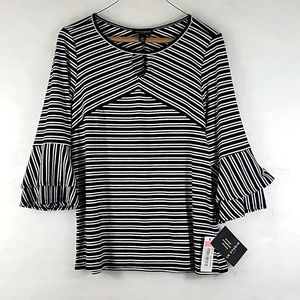 NWT I.N.STUDIO 3/4 Ruffel Bell  Sleeve Blouse Size PM